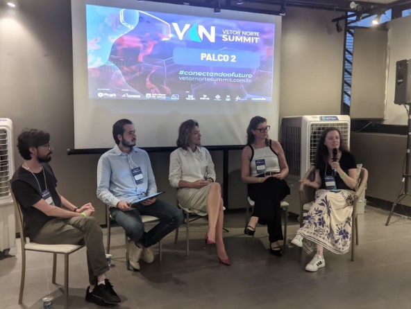 Francisco Mazzinghy (Tial), Flávio Belo (Fundep), Janayna Bhering (ACMinas), Daiane Szczerbowski (Embrapii) e Luciana Barcelos (Órbi Conecta)