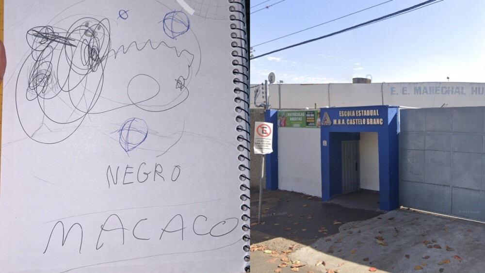 Colega escreve 'negro' e 'macaco' no caderno de criança em escola em Minas