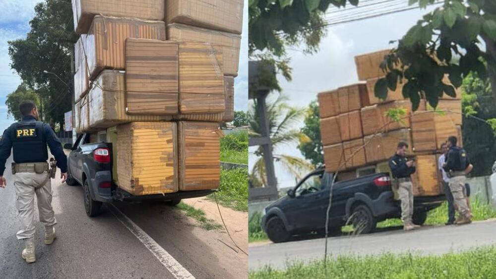 Motorista com CNH vencida transportando montanha de isopor