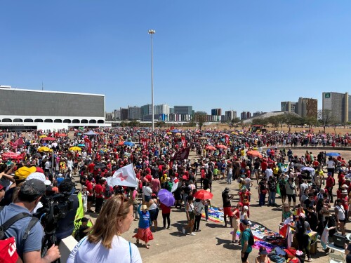 Manifestantes se reúnem em Brasília para protestar