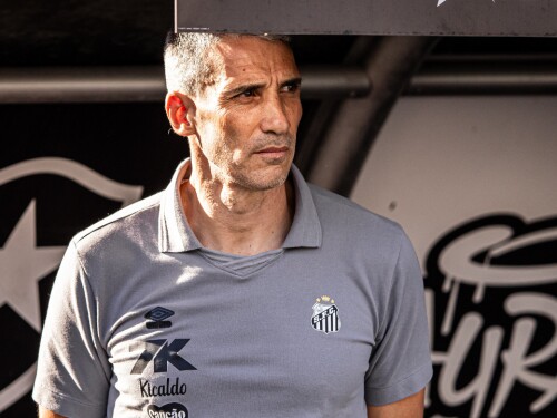 Juan Pablo Vojvoda, técnico do Santos, em jogo contra o Botafogo