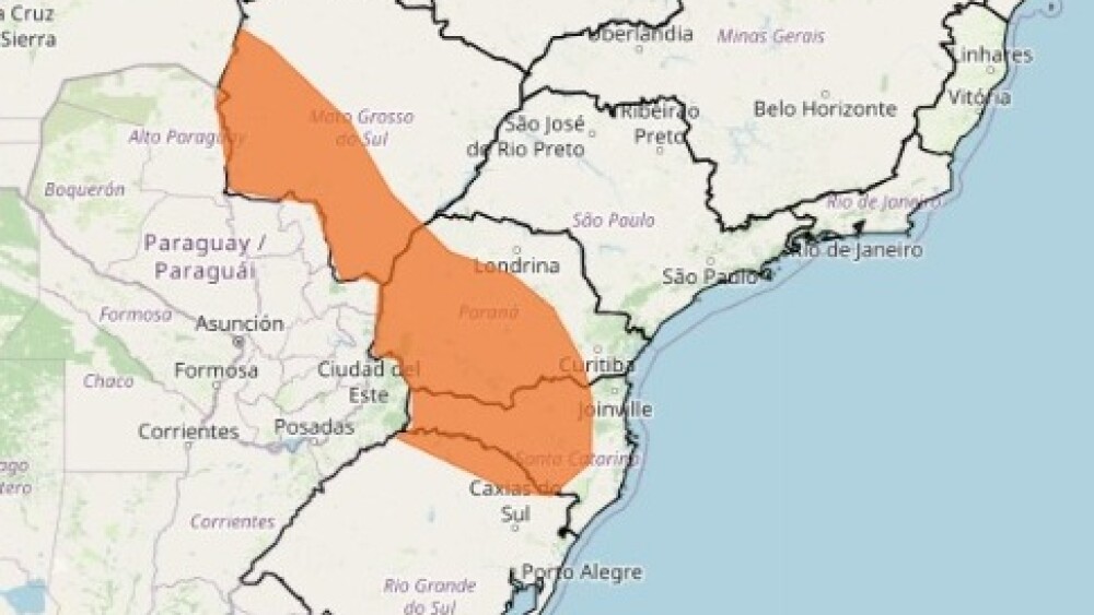 Sul do Brasil tem alerta laranja de acumulado de chuvas
