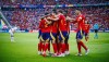Jogadores da Espanha em partida pela Eurocopa