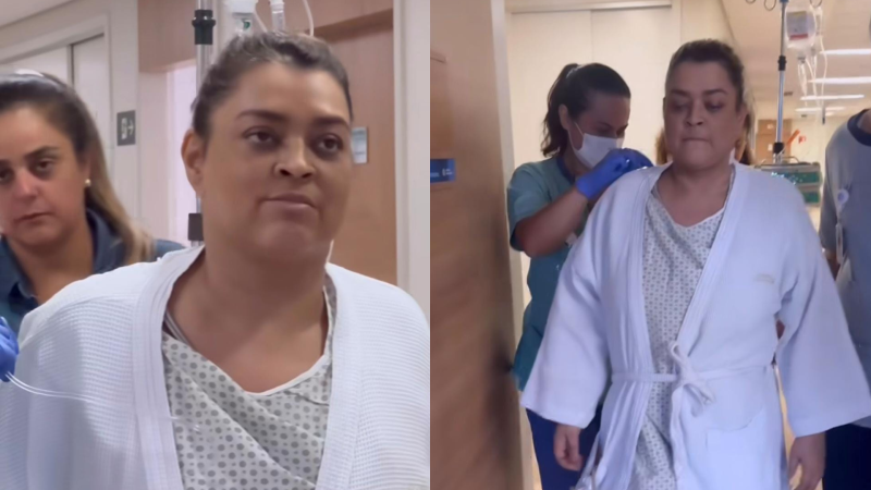 Preta Gil andando no hospital