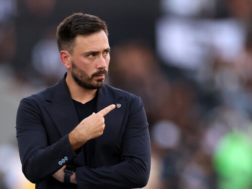 Davide Ancelotti, técnico do Botafogo, em jogo contra o Santos