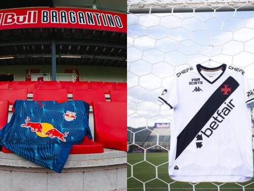 Camisas de RB Bragantino e Vasco no Estádio Municipal Cicero De Souza Marques
