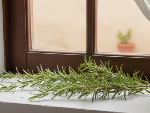 Quais são os benefícios de colocar ramos de alecrim na janela e por que isso é recomendado?
