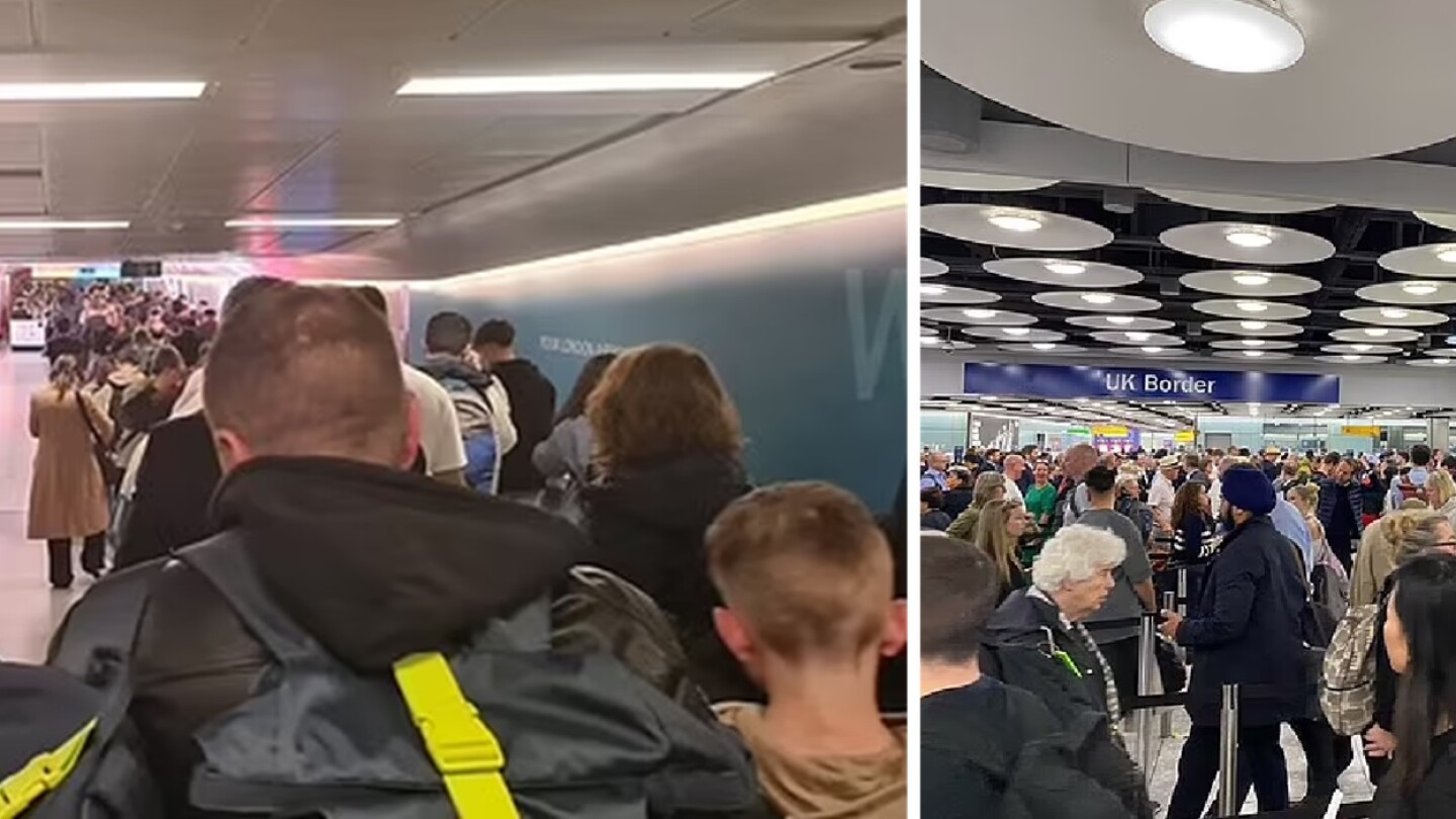 The system problem is creating long queues and chaos at UK airports The system problem is creating long queues and chaos at UK airports