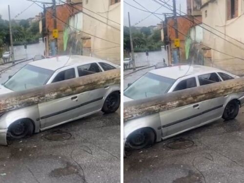 Carro bateu em poste em BH