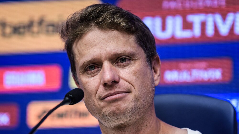 Fernando Seabra durante sua apresentação como técnico do Cruzeiro