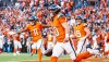Bo Nix celebra touchdown em vitória do Denver Broncos sobre o New York Giants neste domingo (19)