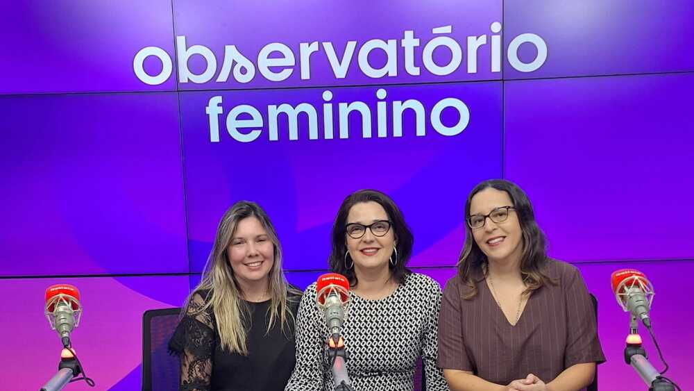 Atuais apresentadoras do Observatório Feminino : Amanda Antunes, Fernanda Rodrigues e Aline Neves