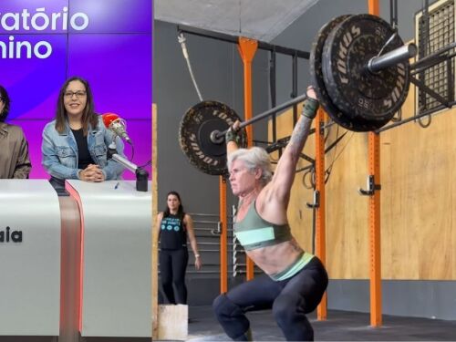 Gina e as apresentadoras do podcast / Gina praticando Crossfit