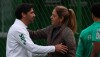 Abel Ferreira e Leila Pereira em treino do Palmeiras