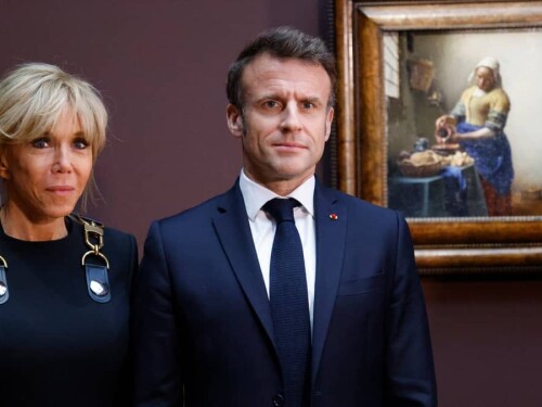 Brigitte e Emmanuel Macron, durante evento na última quarta-feira (12)